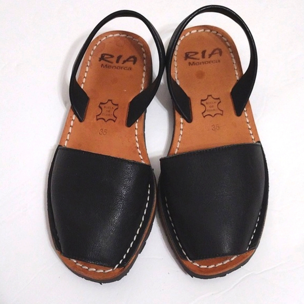 Ria Menorca Girl’s Leather Slingback Flat Sandals EU 35 US Youth Summer Casual